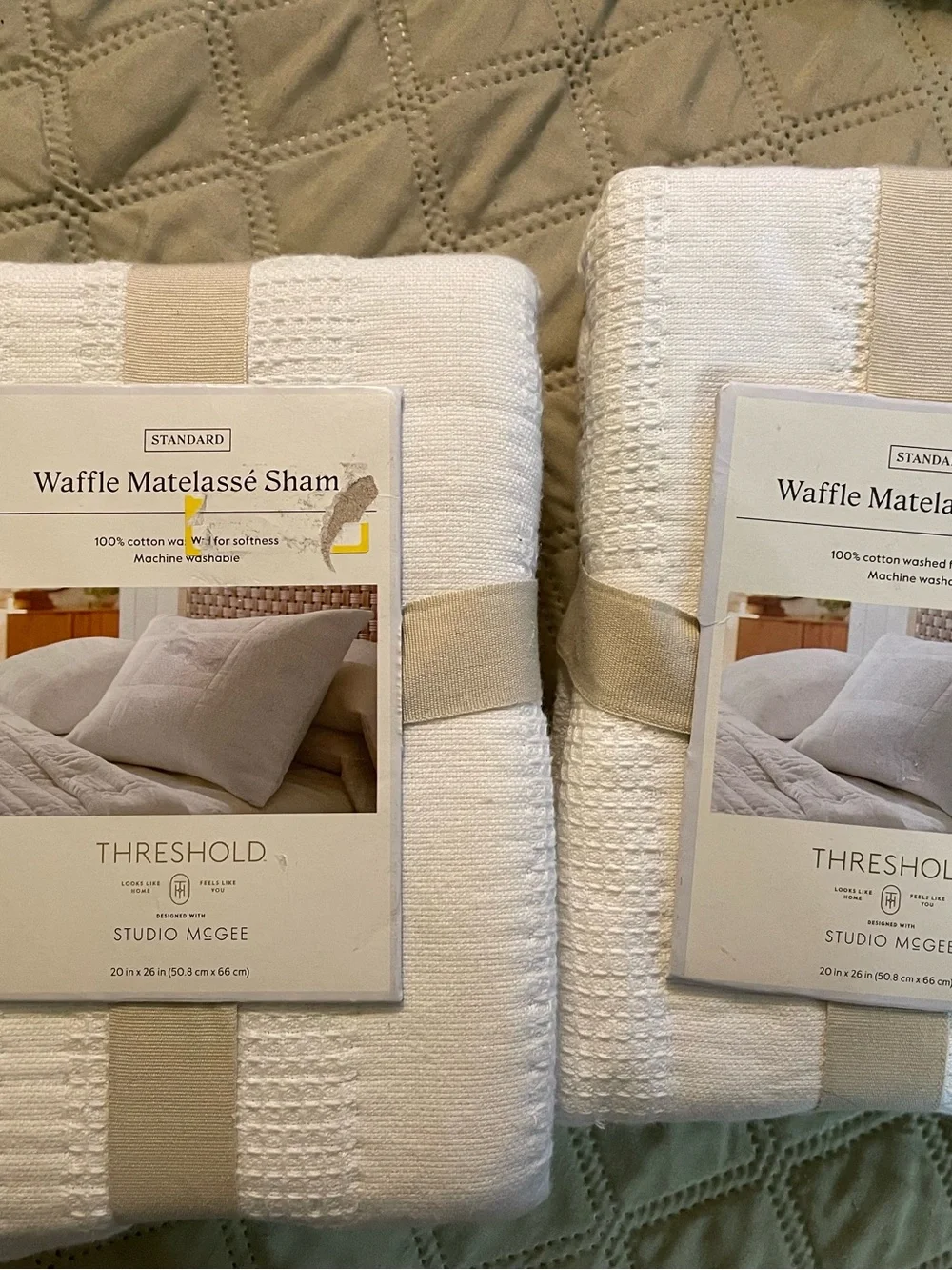 Threshold Studio McGee one pair standard Waffle Matelassé Shams- White